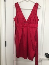 1 Pc Forever 21 Women&#39;s Red Satin Sleeveless Body Con Dress Tank Size Large - $37.54