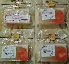Lot of 4 Homemade Pink Grapefruit Glycerin Soap w/Pink Heart Imbed 4-5 Oz Each - £9.10 GBP