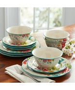 Blooming Bouquet 12-piece Dinnerware Set Multi Color Floral Modern - £127.90 GBP