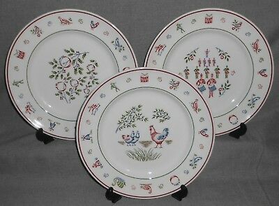 Primary image for Set (3) Johnson Brothers TWELVE DAYS OF CHRISTMAS PATTERN Dinner Plates ENGLAND