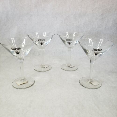 Pottery Barn Set Of 4 Glass "Stirred" Martini Glasses New - $36.37
