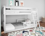 Low Bunk Bed, Twin-Over-Twin Bed Frame For Kids With 2 Guard Rails, White - $1,037.99
