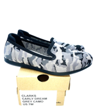 CLOUDSTEPPERS Clarks Carly Dream Washable Knit Slip-Ons - Gray Camo, US 7W - $29.69