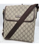 GUCCI GG Supreme Crossbody Bag Leather Canvas Shoulder Sacoche Black MBb0219 - $239.65