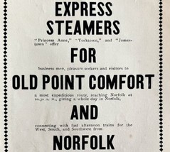 Old Dominion Steamship Co 1897 Advertisement Victorian Boats Virginia DW... - $39.99