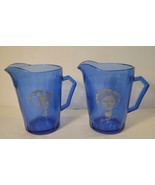 2 Shirley Temple Small Pitchers Cobalt Blue 1930&#39;s - $32.71 CAD