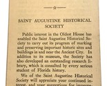 1954 St Augustine Florida Historical Society Brochure Oldest House Guide - $9.76