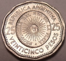 Large Unc Argentina 1965 25 Pesos~Dodecagon~Sunface~1st Year Coinage~Fre... - £6.00 GBP