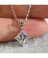 1.50 Ct Princess Cut Lab Grown Diamond Pendant Solid 14K White Gold Pendent - $684.63 CAD