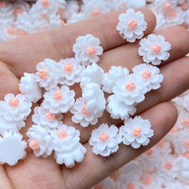 Mini Flower white  60Pcs 12mm Cute  Flat Back Resin Cabochons Scrapbooki... - £15.65 GBP