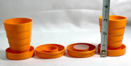 Vintage Stan Home Stanhome Collapsible Travel Cup with Pill Holder + Lid Orange - £9.70 GBP