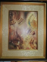 Original Oil Painting on canvas unsigned 26x21 Japanese Fan framed still life - £35.96 GBP