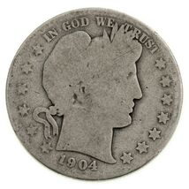 1904-S 50C Barber Half Dollar in About Good AG Condition, Natural Color - $68.19