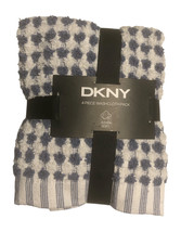 DKNY Soft Cotton Set of 4 Face Wash Cloths Navy White Gingham 12x12&quot; Was... - $29.39