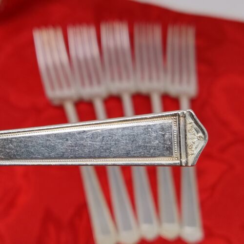 6 DF 1847 Rogers ANNIVERSARY Dinner Forks Silverplate 1923 7 1/4&quot; - $19.98