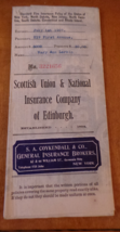 July 1904 Scottish Union &amp; National Insurance Co policy for 219 First Av... - $8.00
