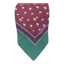 Nautica Mens Tie Necktie Burgundy Green Flags 100% Silk Wide Classic 57.... - £9.07 GBP