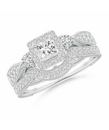 ANGARA Milgrain Laced Diamond Halo Bridal Set in 14K Gold (Grade-HSI2, 0... - £2,255.20 GBP