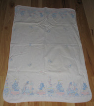 Vintage Receiving Hospital Baby Blanket Cotton Flannel Zoo Circus Animal Train - £22.15 GBP