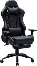 Blue Whale Massage Gaming Chair with Footrest and 350LBS Metal Base,Thickened - £245.39 GBP