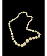 Vintage Cream Graduated Bead Necklace Bakelite Style Catalin Lucite UV R... - $190.16 CAD