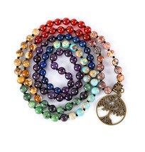 7 Chakra 108 Mala Beads Bracelet Real Healing Gemstone - £54.87 GBP