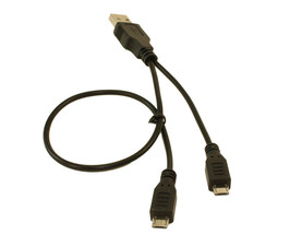 Usb Y Dual Charging Cable Type A To 2 Micro-B 5Inch And 12Inch Leads Black - £13.36 GBP