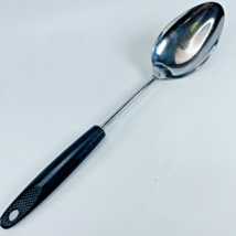 Ekco Chromium Plated Solid Serving Spoon Stirring Utensil Black Handle Vtg Mcm - £5.86 GBP