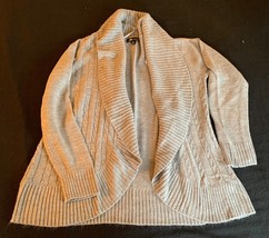 AB Studio Size XLarge Womens Gray Open Front Cable Knit Cardigan Sweater - $11.48