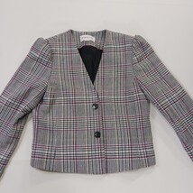 Calvin Klein RN#54163 Women’s Gray 2-Button Plaid Cropped Blazer Jacket Size 6 image 13