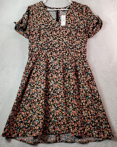 LOFT Fit &amp; Flare Dress Women Size 6 Multi Floral Polyester Short Sleeve Back Zip - £22.93 GBP