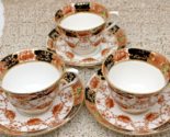 VTG 6-Pc Royal Albert Crown China Tea Cup &amp; Saucer Pattern 4465 w/black ... - £23.72 GBP