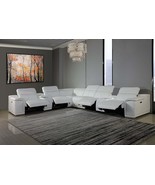 White Italian Leather Power Reclining U Shaped Eight Piece Corner Sectio... - $155,094.83 MXN