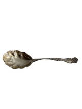 Antique Sterling Shell Spoon with Embossed Floral Handle, Vintage Silver... - $36.00