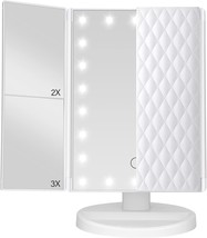 Trifold Vanity Mirror With Lights，Tabletop Mount Makeup Mirror With Lights And - $44.97