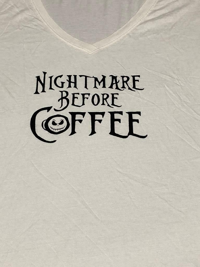 "Nightmare Before Coffee" Women's White Oversized Graphic Tee Size M by Nation  Item image 2