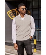 Pronto Uomo Men's Khaki Knitted Vest 100%Extra Fine Merino Wool Pullover - $30.00