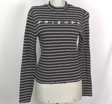 &quot;Friends&quot; Graphic Striped Long Sleeve Top Love Tribe Juniors size L black - £4.78 GBP