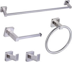 Five-Piece Brushed Nickel Bathroom Hardware Set, Including A Wall-Mounted - $44.95