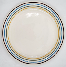 Rainbow Stripe Luncheon Plates Ceramic Red Blue Yellow Green Rings Vinta... - $15.00