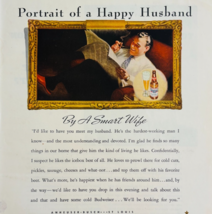 1940 Budweiser Beer Advertisement Vintage Brewery Happy Husband Smart Wi... - €8,58 EUR