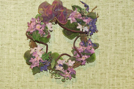 lavender flower wreath - sm moss covered pots w/flowers afixed to wreath - $5.94