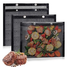 Bbq Mesh Grill Bags For Outdoor Grill Reusable, 3 Pack Non-Stick Barbecue Bags F - £33.28 GBP