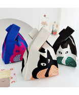 Handmade Knitted Mini Wrist Bag Fashion Tote Handbag Casual Woven Bags Cat - $19.00