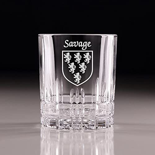 Savage Irish Coat of Arms Perfect Serve Cut Glass Tumbler - Set of 4