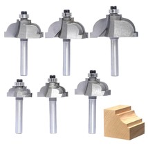 6Pcs Classical Cove Router Bit Set,1/4&quot; Shank Cove &amp; Fillet Bits,Carbide... - £30.25 GBP