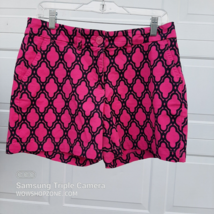 Crown &amp; Ivy Womens Shorts Size 8 Pink Black Chino 5 Pockets Flat Front - £19.59 GBP