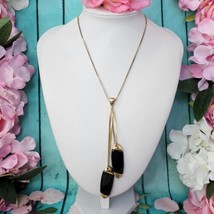 AK ANNE KLEIN Gold Tone Dangle Pendant Lariat Chain Necklace - £19.66 GBP