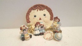 Vintage Collectible Mini Resin Tea Set Featured Raggy Dolls Family Ship ... - $17.99