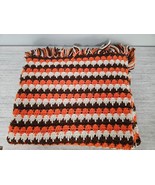 Vintage Handmade Crochet Throw Blanket - Brown, Orange, White - 40&quot; x 63&quot; - $169.09 MXN